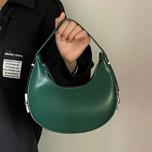 FASHION LOCK CRESCENT SHOULDER HANDBAG_CWAB0967