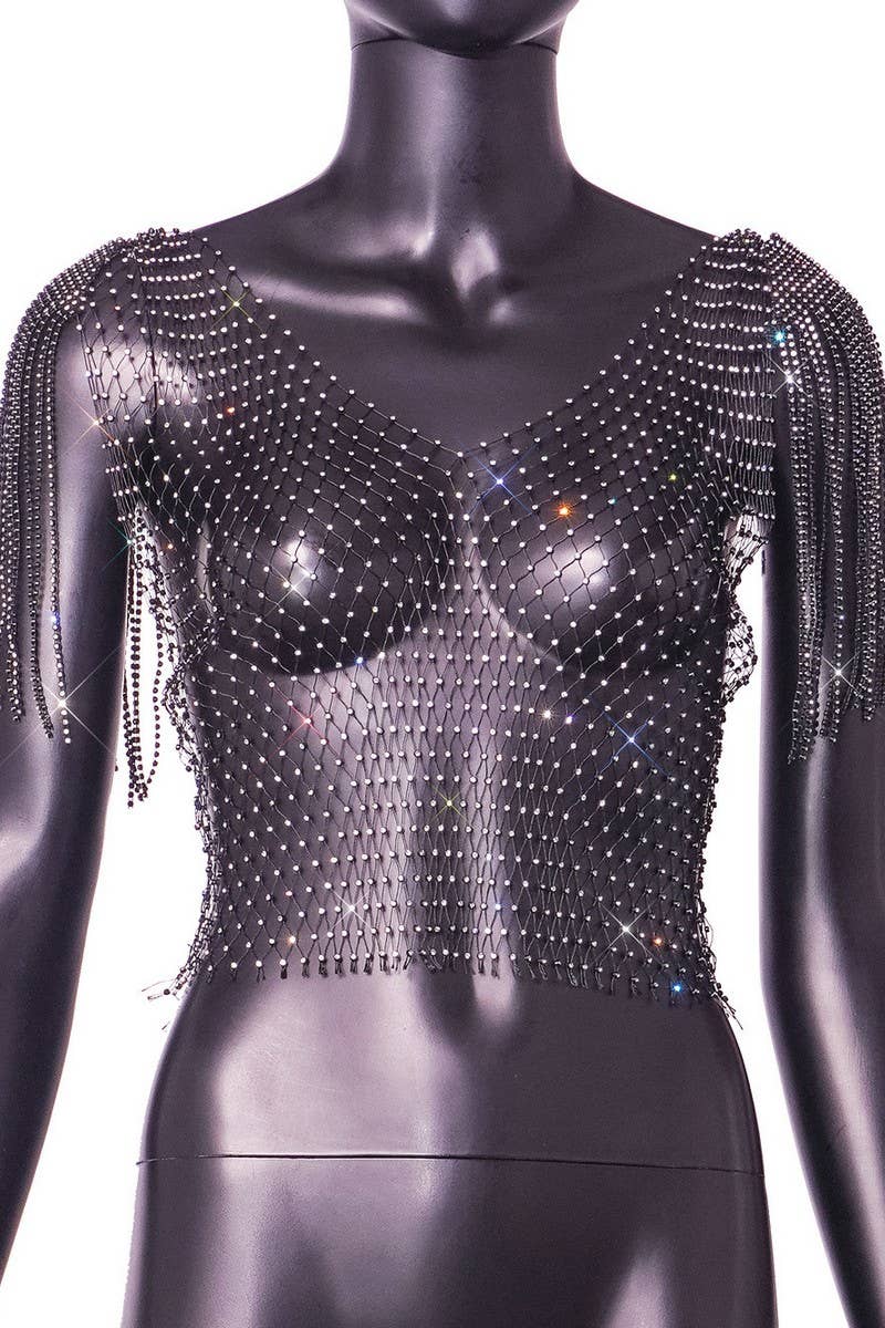 CWTTSL0400_SUMMER SEXY DIAMOND SHORT-SLEEVED VEST