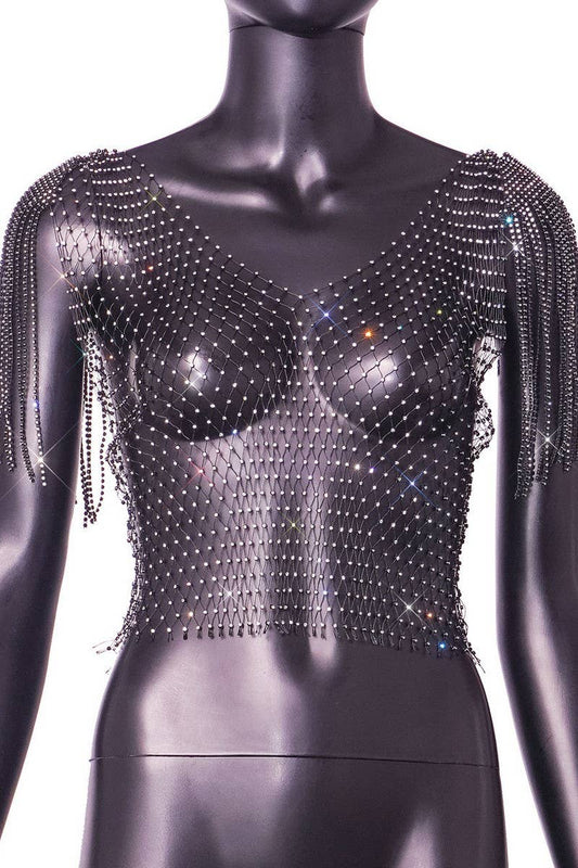 CWTTSL0400_SUMMER SEXY DIAMOND SHORT-SLEEVED VEST