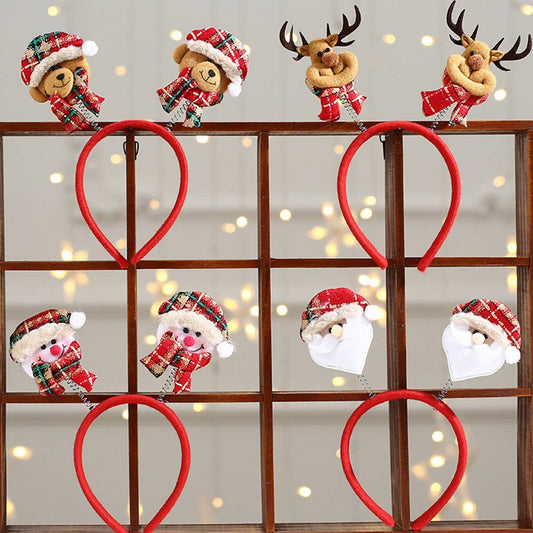 CHRISTMAS RED PLAID CARTOON CHILDREN'S HEADBAND