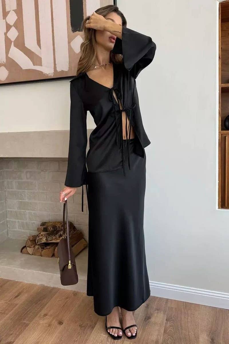 CWSTB1483_HIGH WAIST SHIRT AND SKIRT TWO PIECE SET