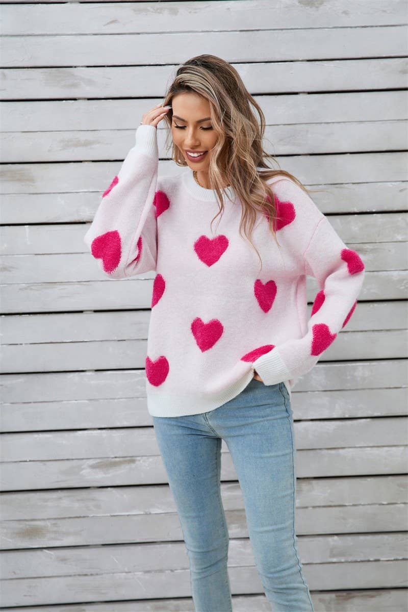 CWOSWL5785_VALENTINE'S DAY HEART LONG SLEEVE KNIT SWEATER