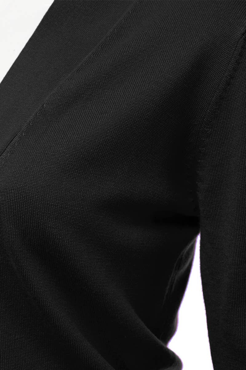 AWOCAS074_Basic 3/4 Sleeve Open Front Cropped Cardigan