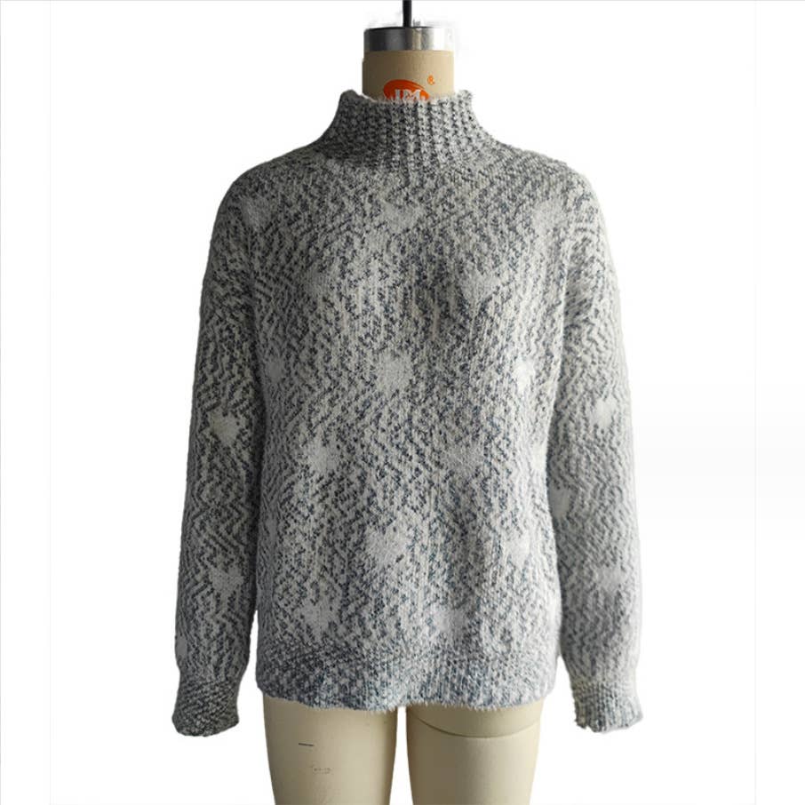 CHENILLE LOVE HALF TURTLENECK FASHION KNITWEAR