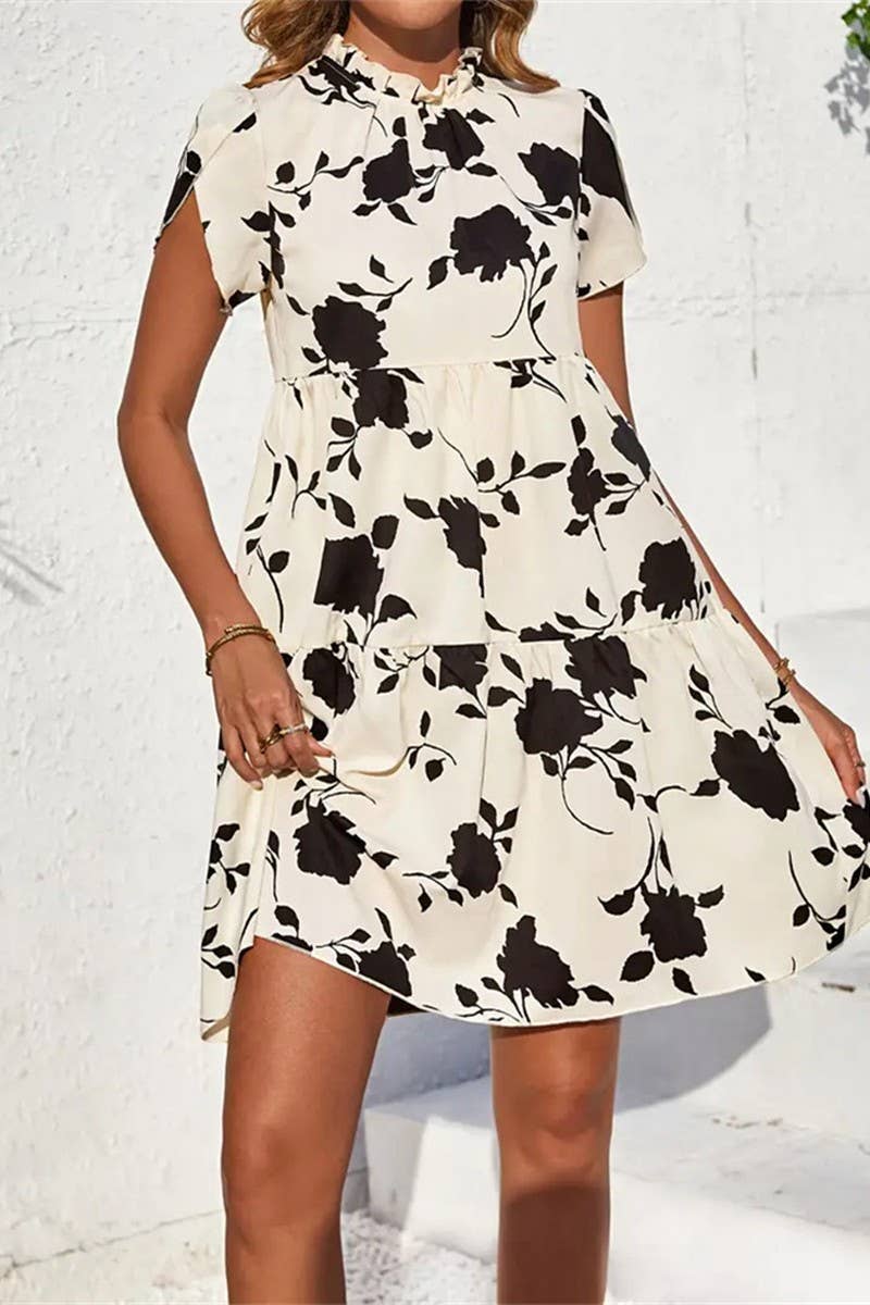 CWDSD7654_SUMMER DOLL COLLAR RUFFLED SHORT DRESS