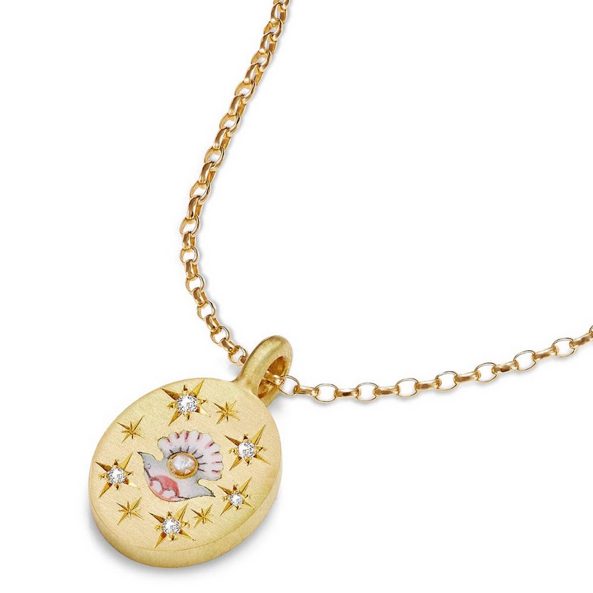 Stainless Steel Flower Heart Pendant Necklace_CWMM5538