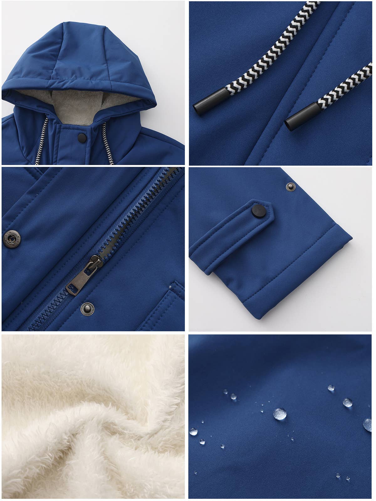 Composite fleece waterproof hooded jacket
