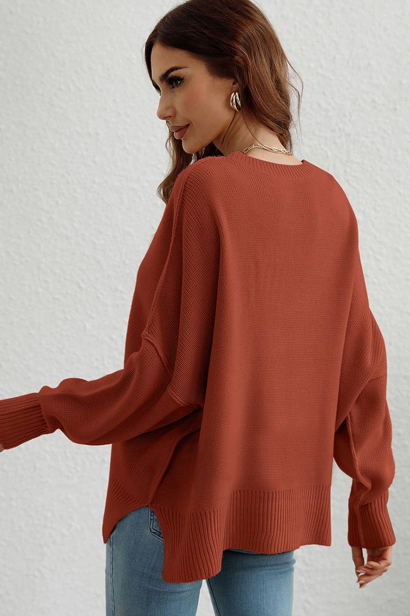 CWOSWL610 Oversized Long Sleeve Crew Neck Pullover Sweater