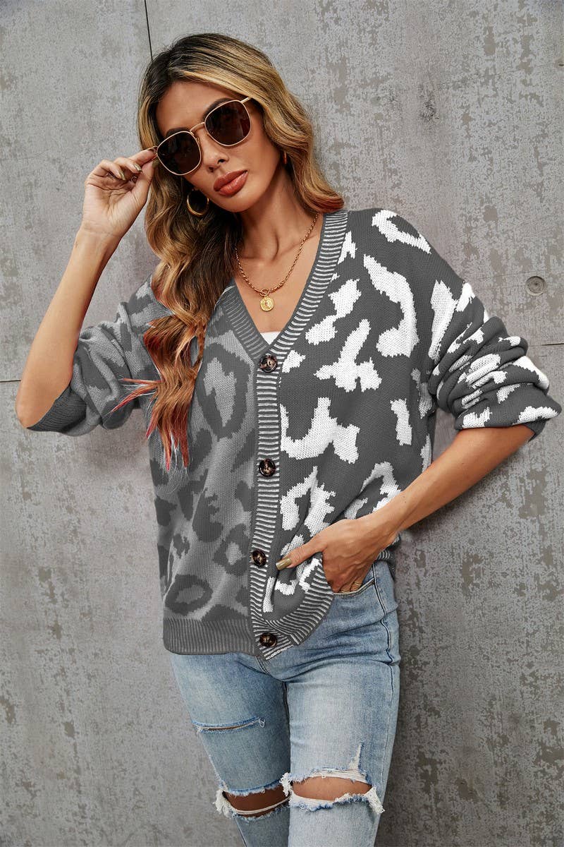 CWOCAL0928_LEOPARD PRINT BUTTON-DOWN KNITTED CARDIGAN