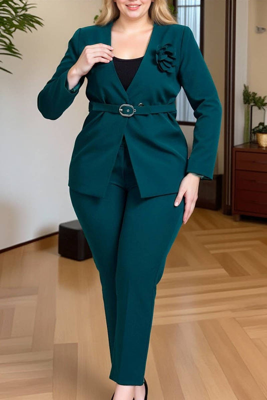 CWSTB00492_2025 FALL SOLID BLAZER AND PANTS SUIT SET