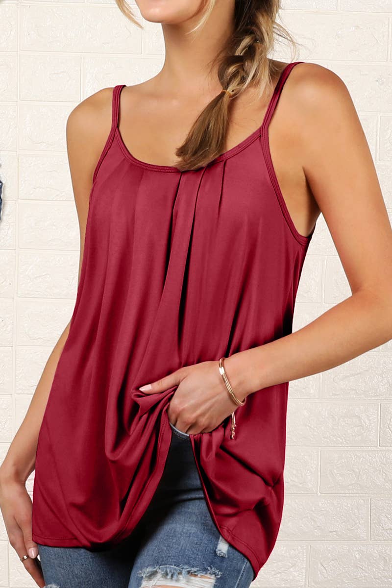 CWTTK229-P_Sleeveless Pleated Layered Cami Tank Knit Top