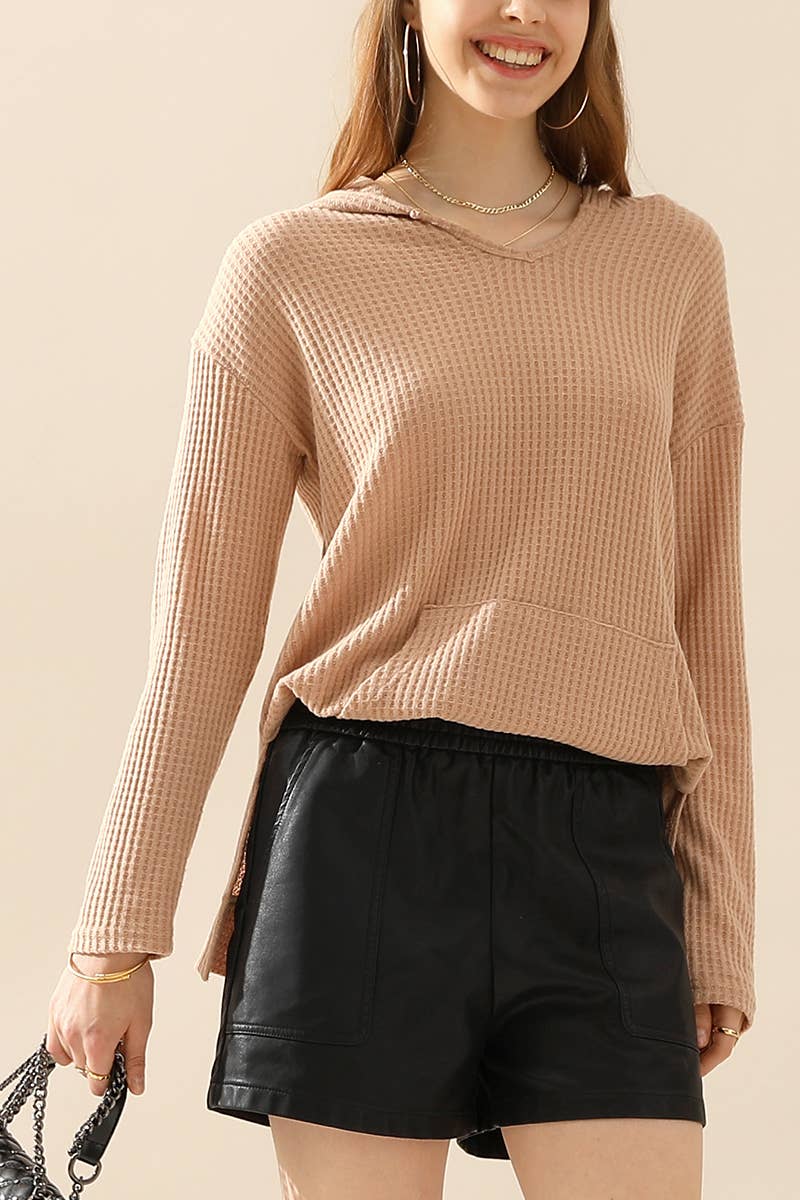 CWTTL1096_HOODIE AND POCKET PULLOVER V NECK SWEATER KNIT TO