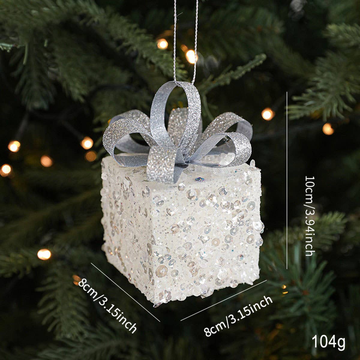 Silver Foam Glitter Xmas Balls Bows Tree Topper