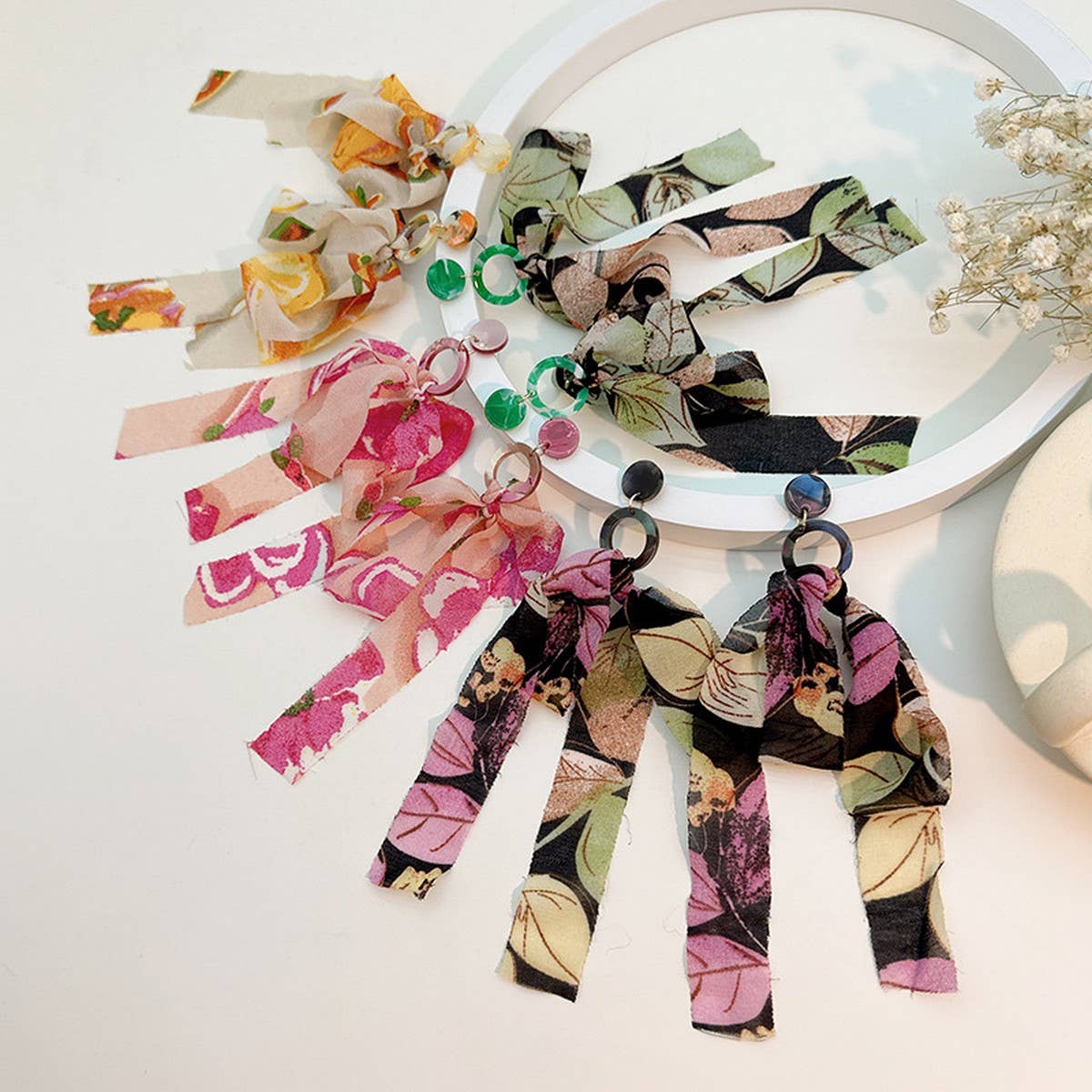Bold Bow Tassel Earrings Handmade Statement Drops_CWMM6166