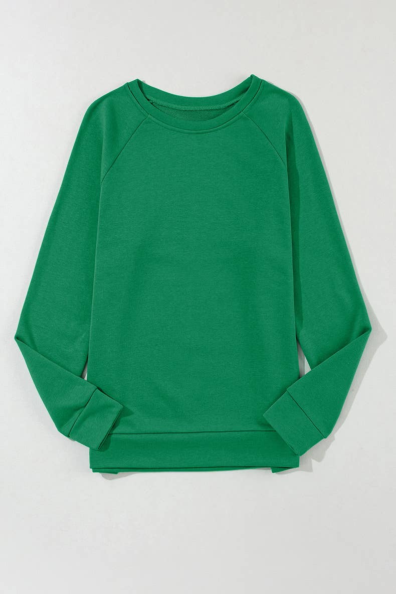 CREW NECK LOOSE SHOULDER SOLID COLOR HOODIE