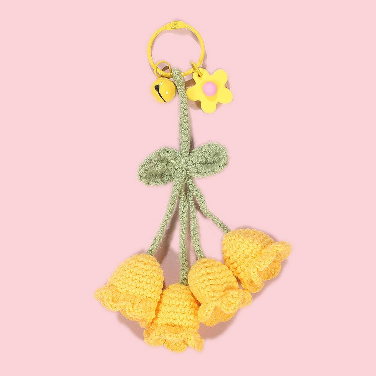 HANDWOVEN LILY OF THE VALLEY FLOWER KEYCHAIN