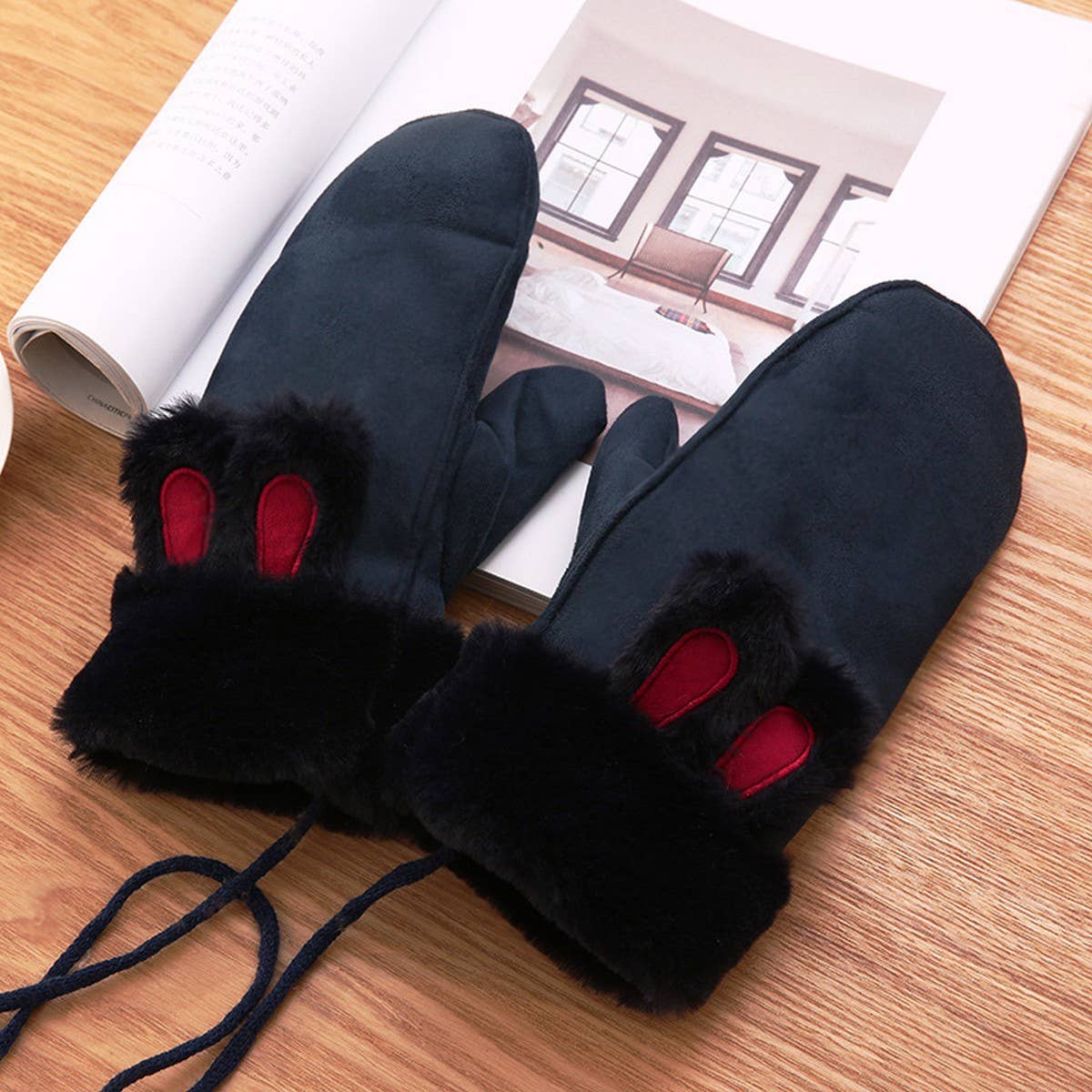 WOMEN'S WINTER CUTE THICK FLEECE WARM GLOVES_CWAG0270