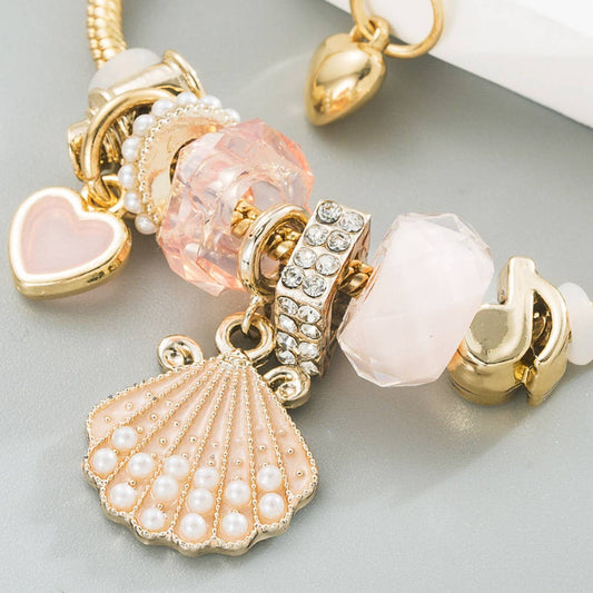 Gold Alloy Adjustable Pearl Shell Bracelet