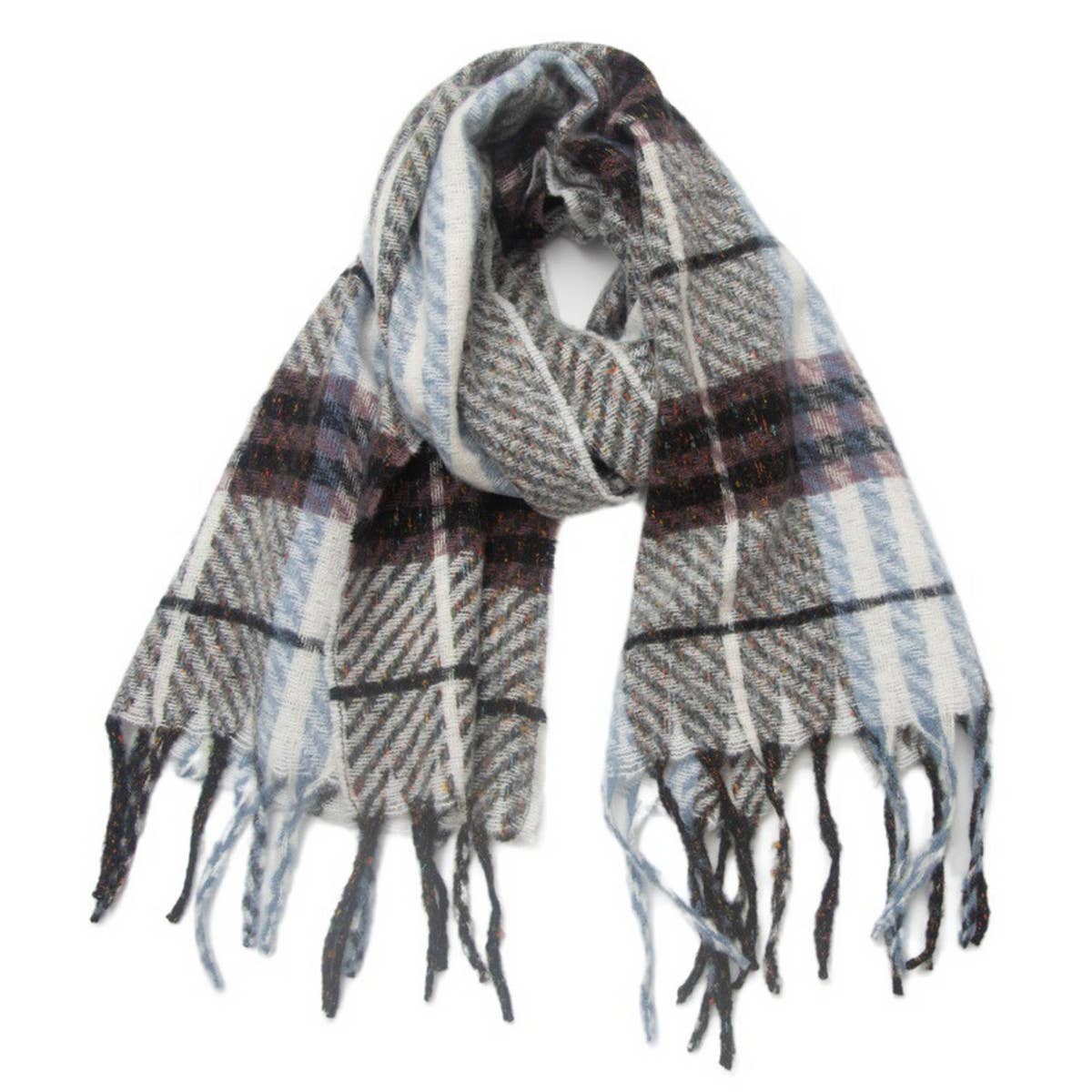 New Tassel Checkered Scarf for Fall & Winter_CWASC0869