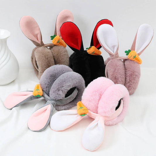WOMEN CUTE RABBIT EARS FOLDABLE EARMUFFS