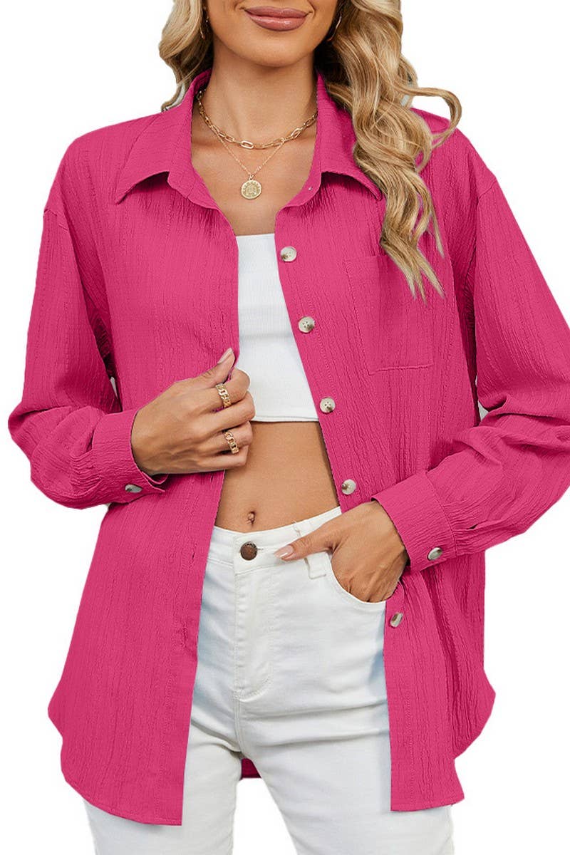 CWTSTL2065_CASUAL LAPEL SINGLE BREASTED LONG SLEEVE SHIRT