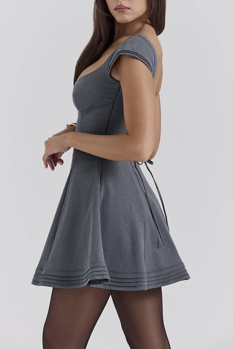 CWDSD7118_SLIM BACKLESS TIE SQUARE NECK MINI DRESS