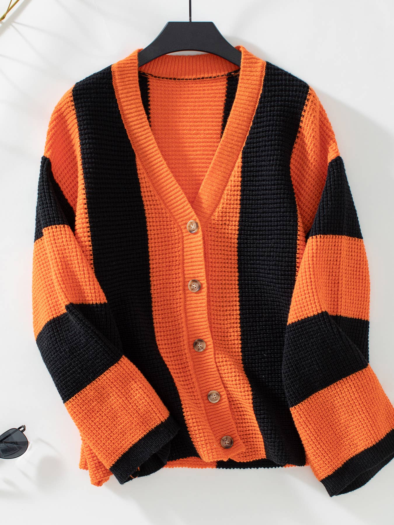 CONTRASTING STRIPED CARDIGAN SWEATER JACKET
