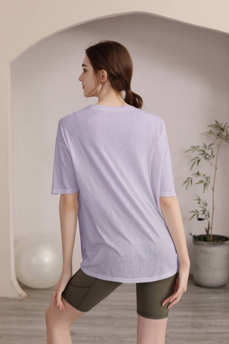 CWTSTS0393_ROUND NECK SHORT SLEEVE YOGA TOP