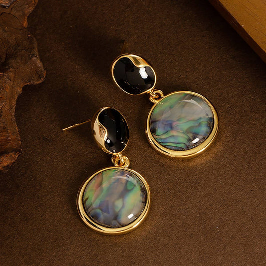 SIMPLE ABALONE EARRINGS SILVER NEEDLE EARRINGS