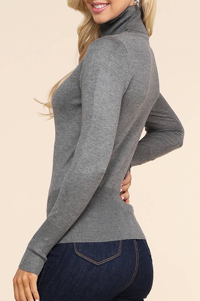 AWOSWL285_Stretch Turtle Neck Long Sleeve Pullover Sweater