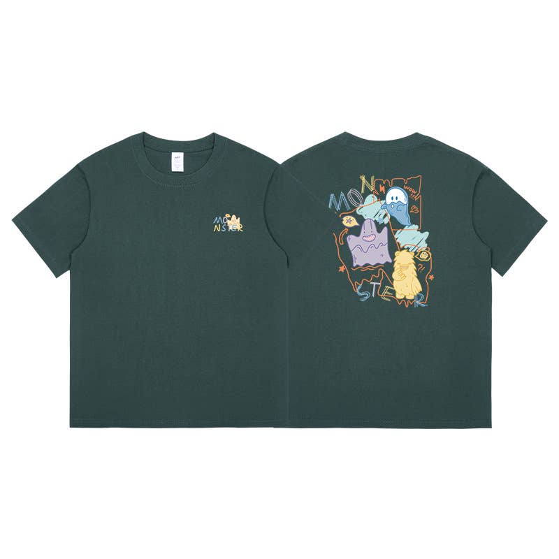 CWTTS0939_ALPHABET ANIMAL PRINT ROUND NECK CASUAL T SHIRT