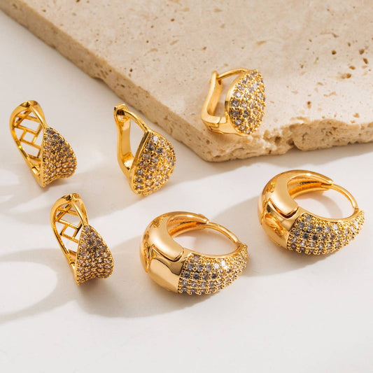 18K Gold Geometric Hoop Earrings for Women_CWMM8512