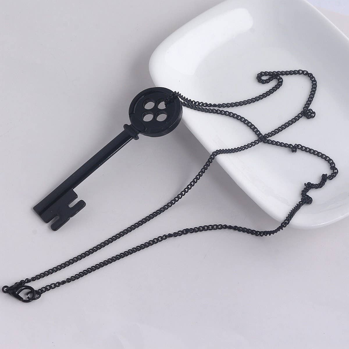 VINTAGE PERSONALIZED BLACK KEY PENDANT NECKLACE
