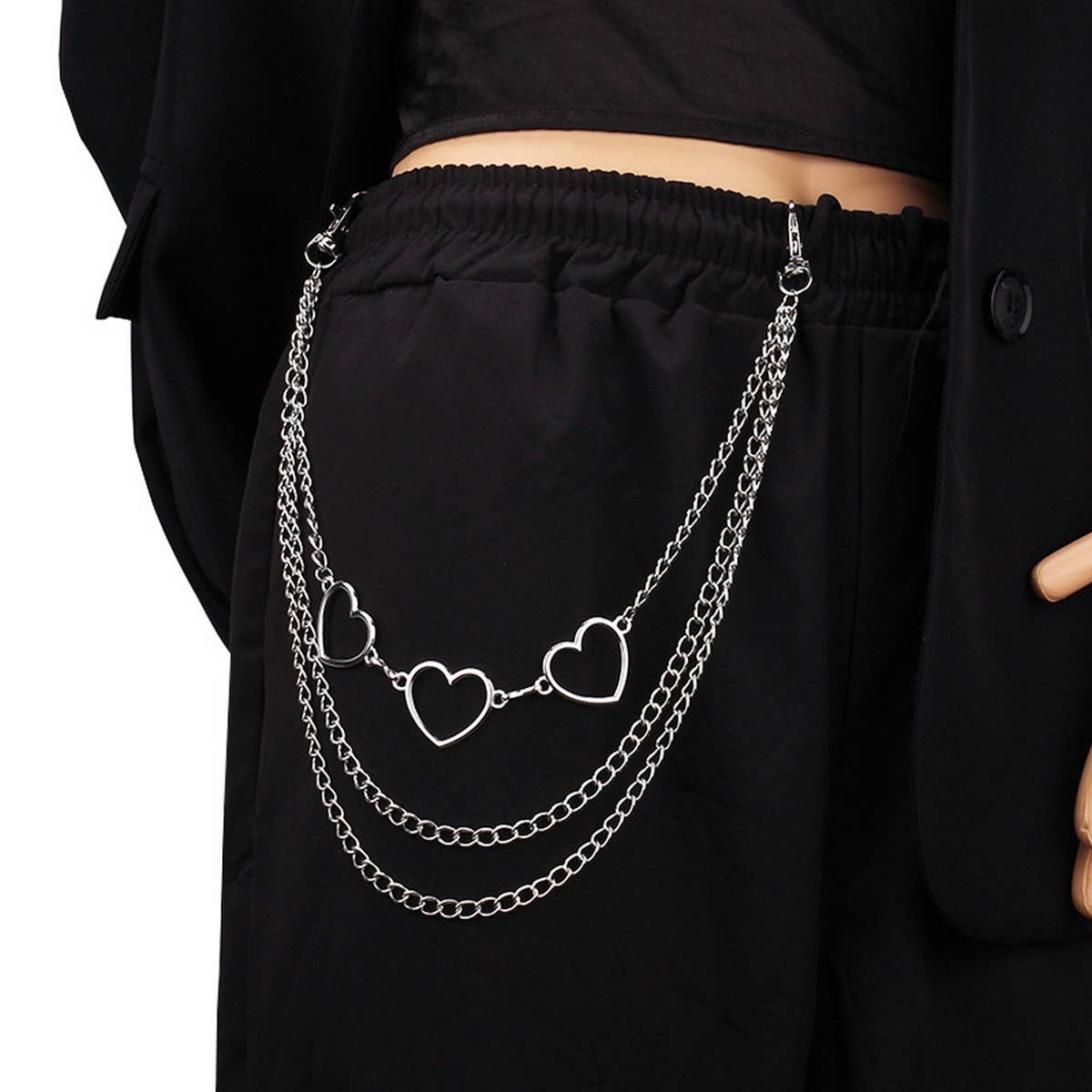 FASHIONABLE METAL HOLLOW HEART PANTS CHAIN