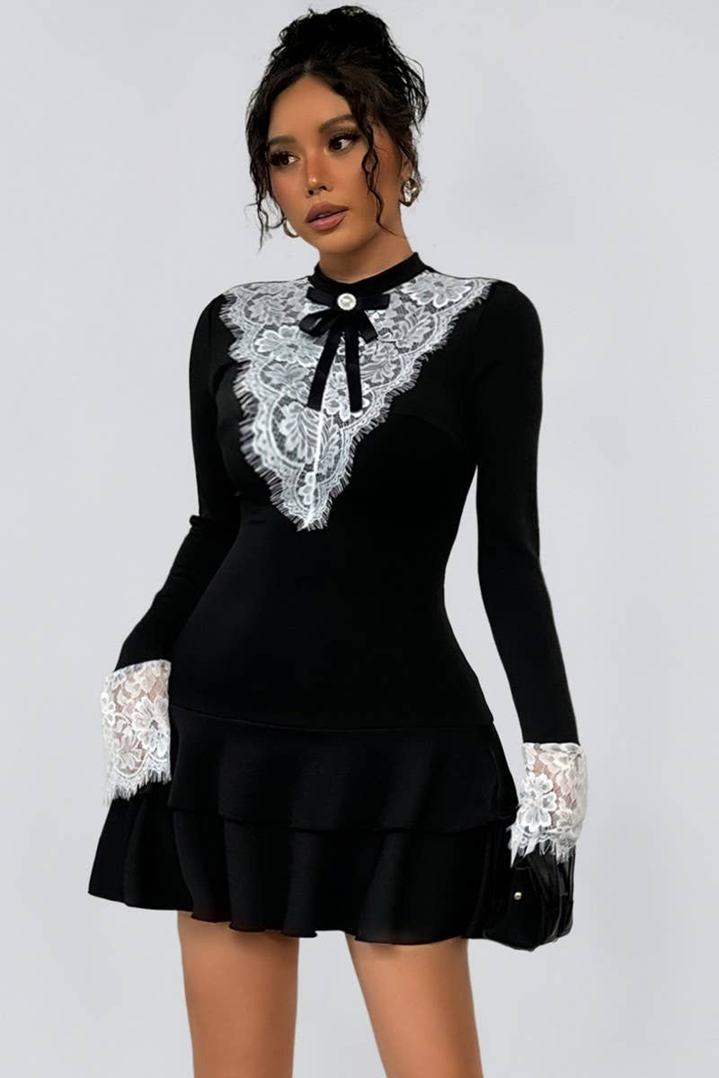 CWDSD8739_LACE PATCHWORK VINTAGE ELEGANT PARTY DRESS