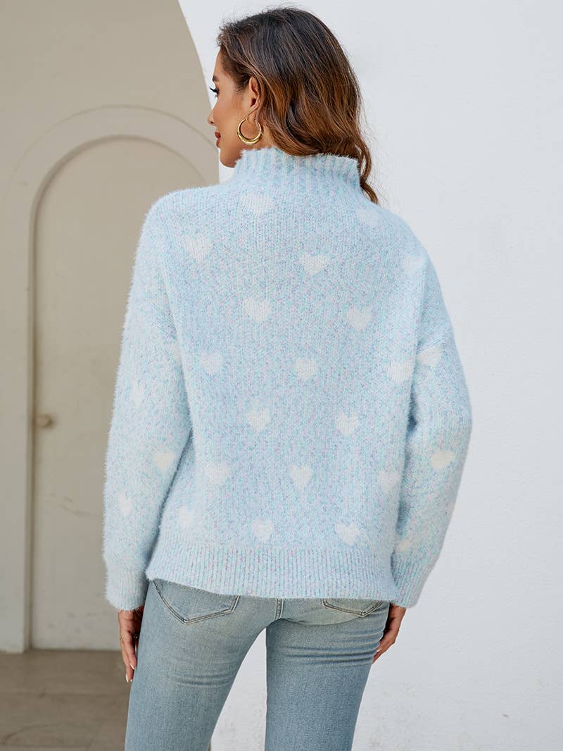 Chenille Love half turtleneck loose knit