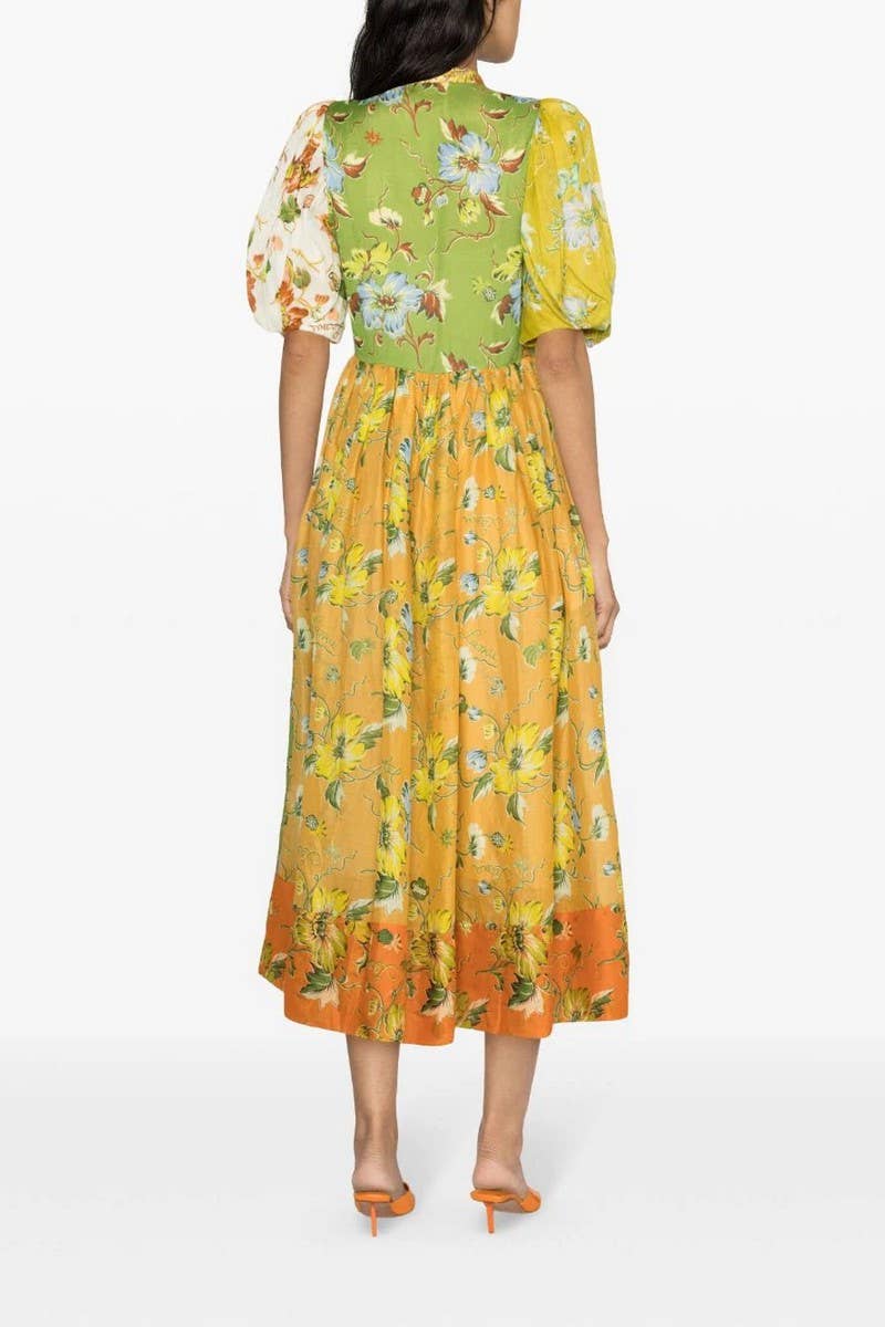 CWDMD5743_NEW SUMMER FLORAL PRINT PUFF SLEEVE DRESS