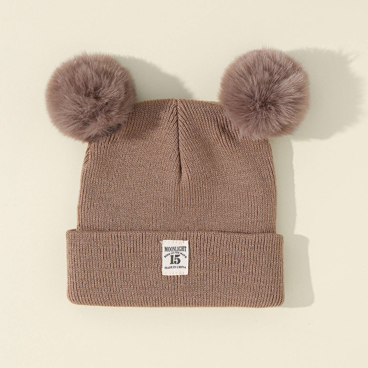 SOLID COLOR CHILDREN'S DOUBLE BALL KNITTED HAT_CWAH1742