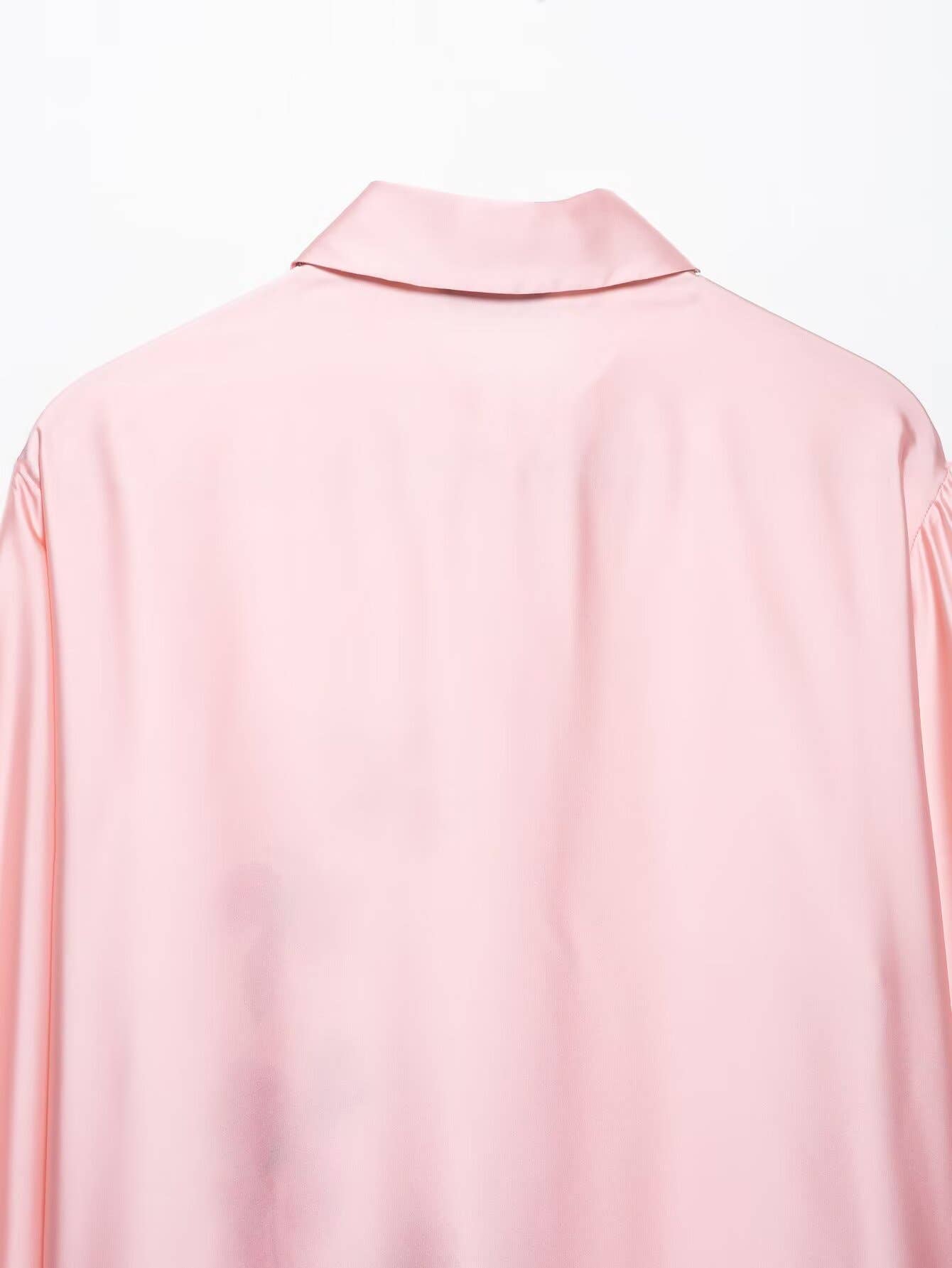 Casual flower-printed silk satin texture shirt