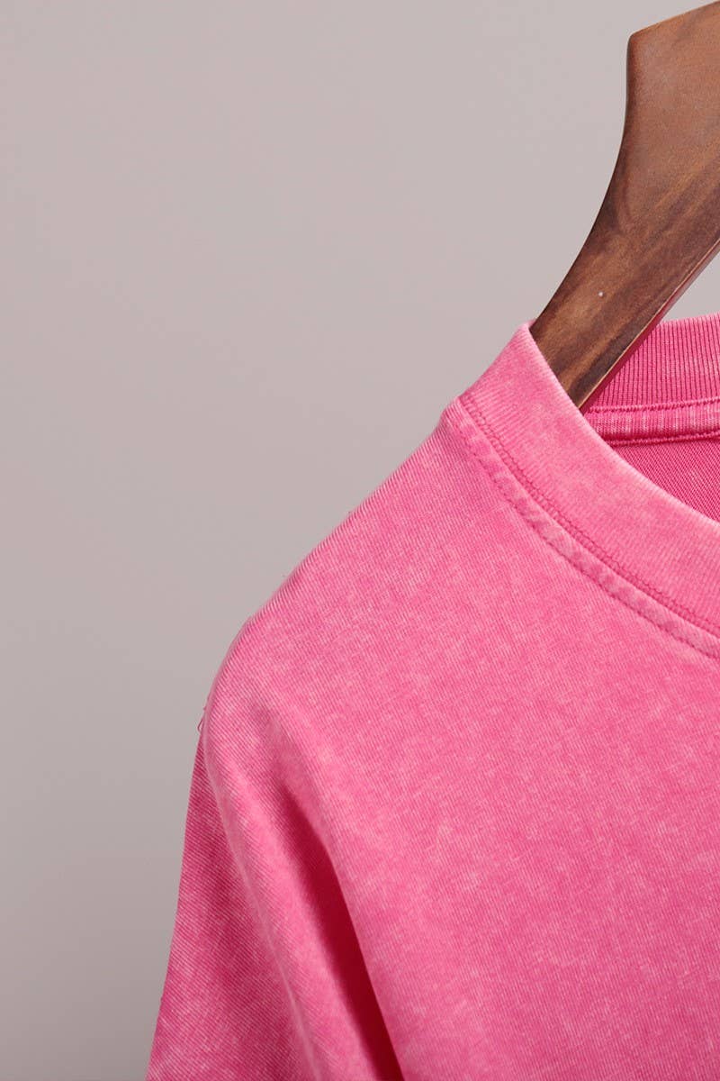 CWTTS1176_ROUND NECK WASHED DISTRESSED SHORT SLEEVE T-SHIRT