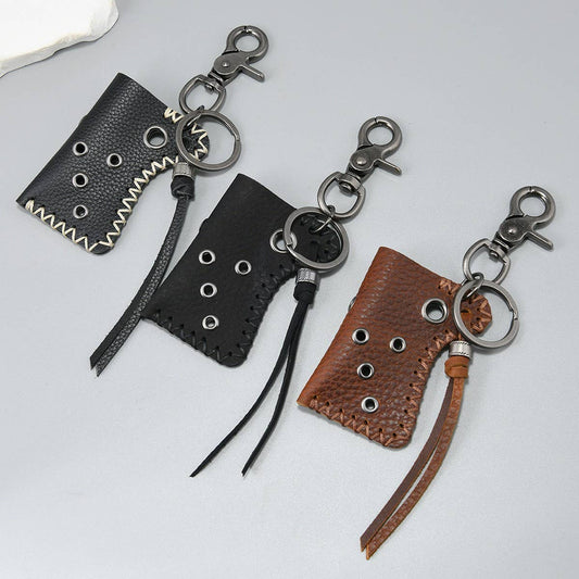 VINTAGE COWHIDE LIGHTER CASE KEYCHAIN PENDANT