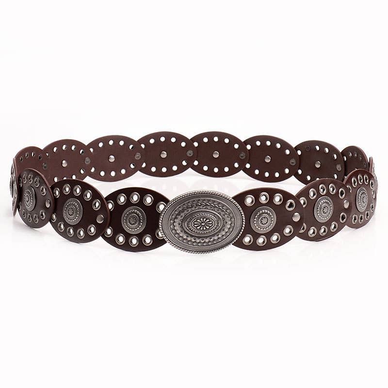 Exaggerated punk-style oval spliced waistband