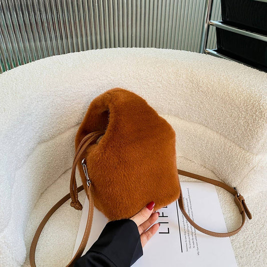 Plush Bucket Bag Women Handbag Crossbody Tote_CUAB00547