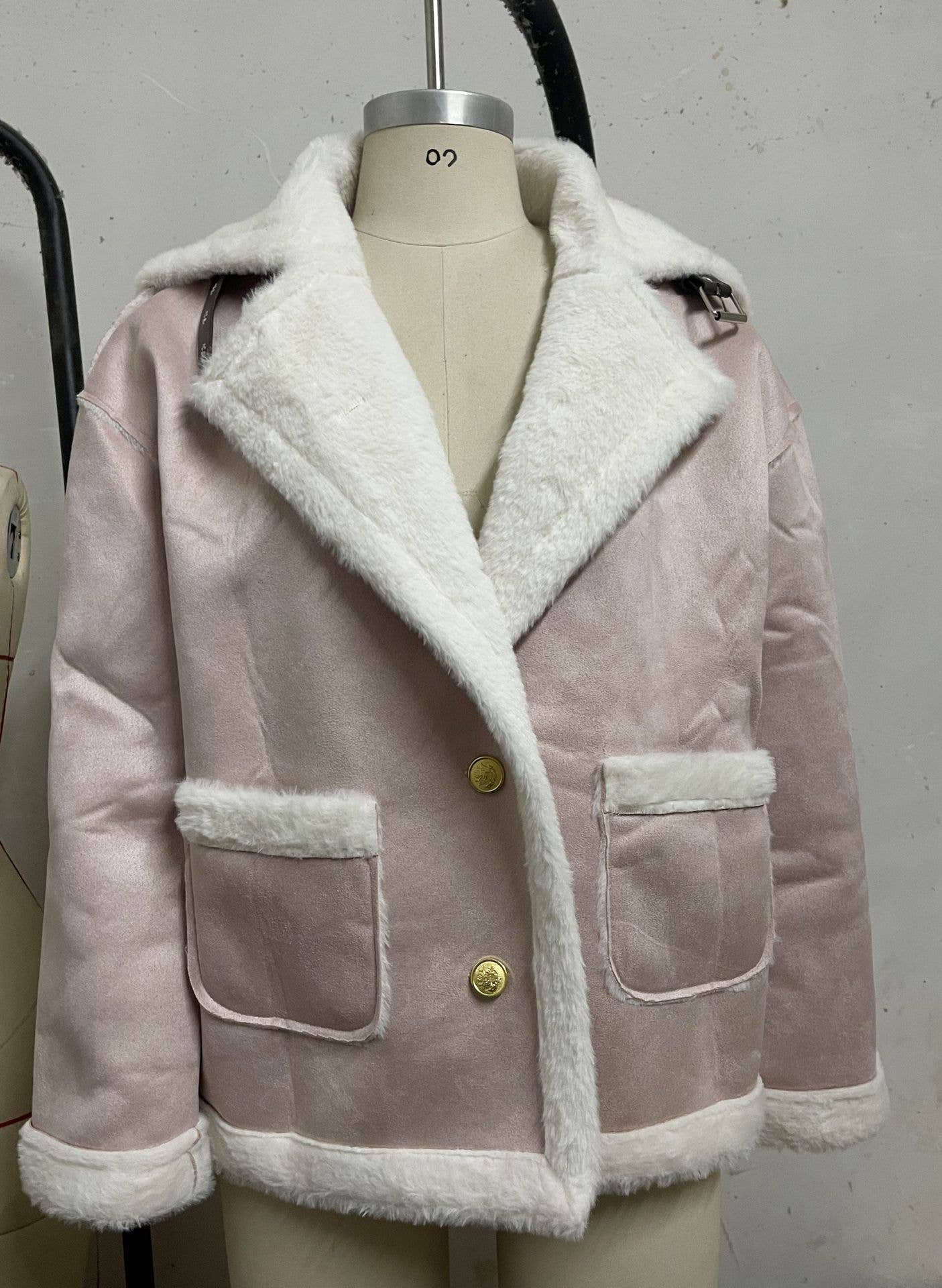 Fashionable lapel plush warm casual coat