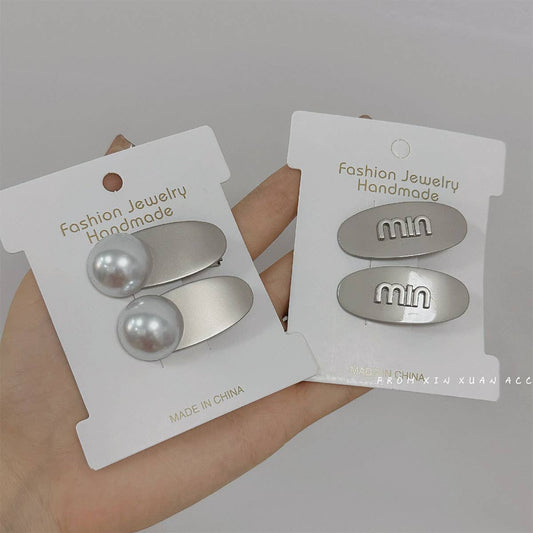 Simple letter Pearl beak clip Premium side fringe clip