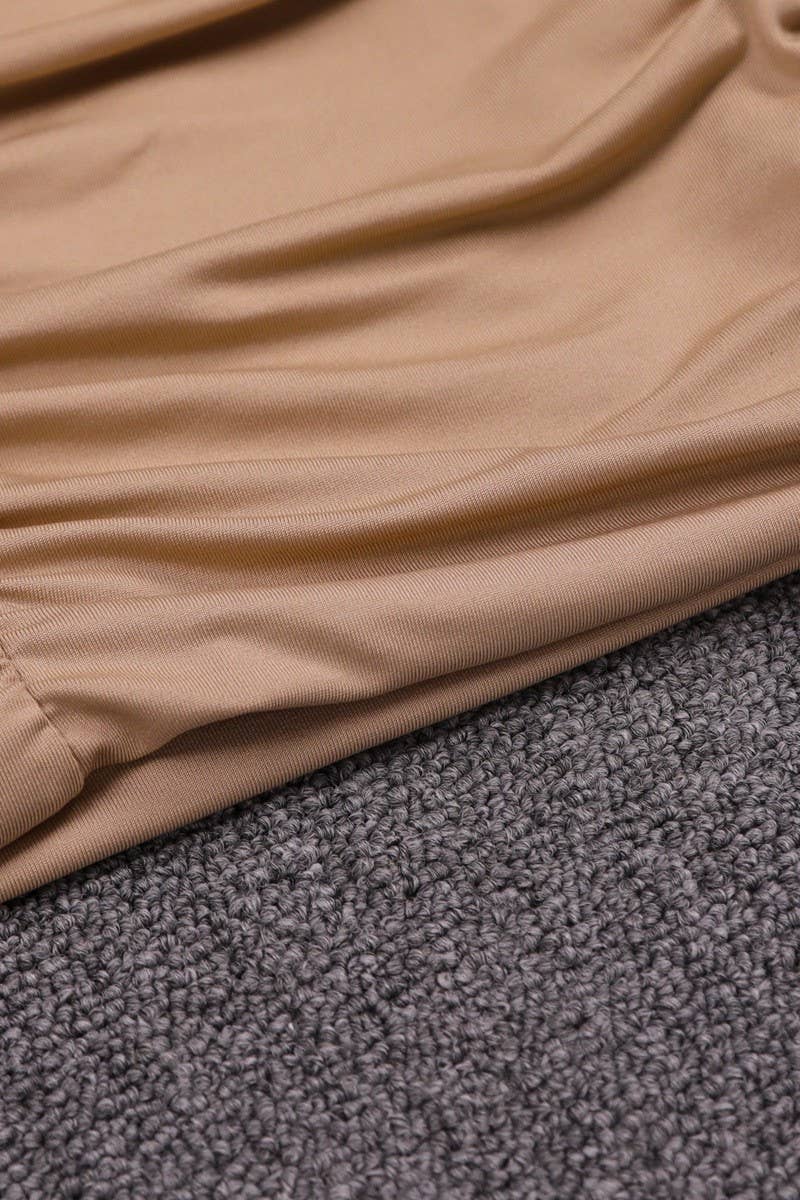 CWDSD10768_LOW NECK RUCHED SPAGHETTI STRAP BODYCON DRESS