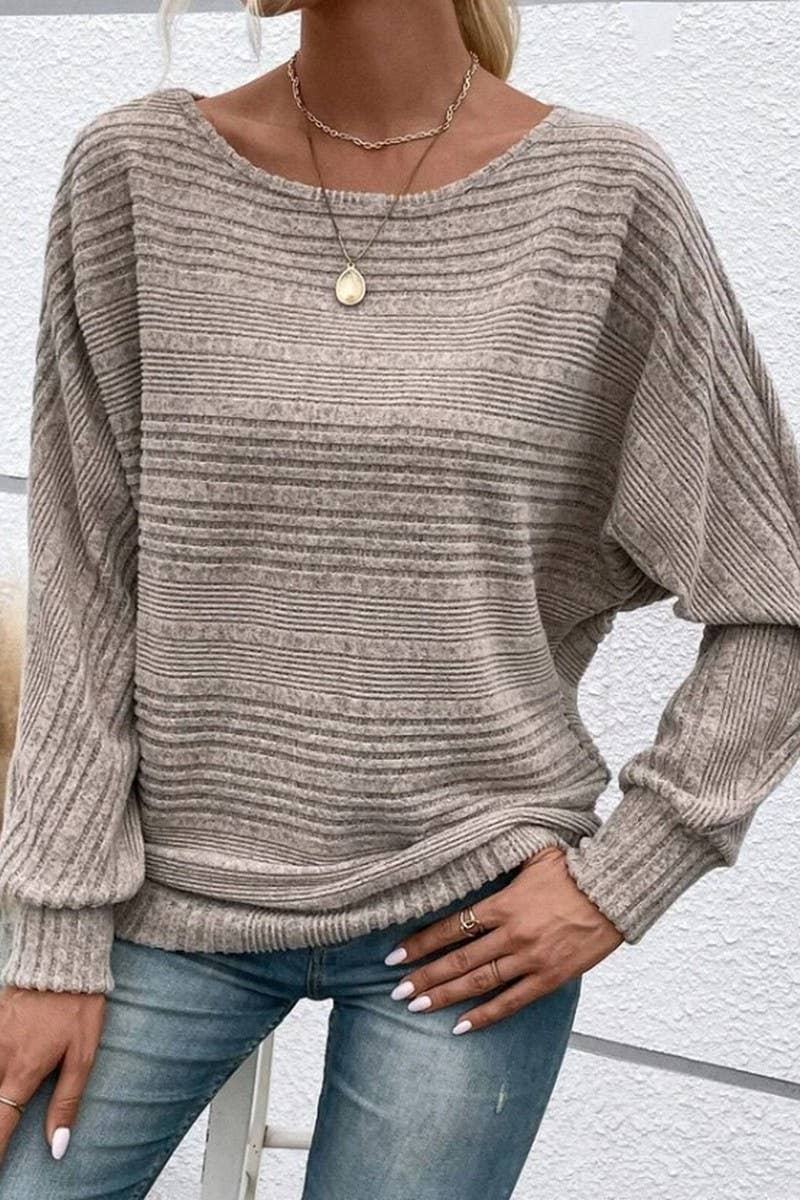 CWTBLL00721_SOLID COLOR LONG-SLEEVED PATCHWORK TOP