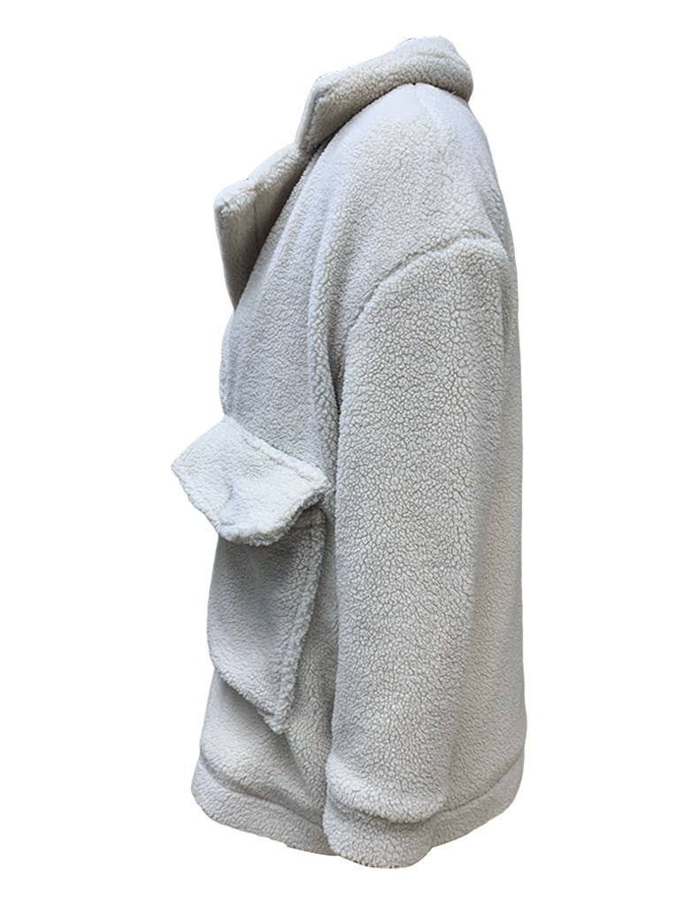 CASUAL LAMB WOOL COAT WITH THICK LAPEL COLLAR