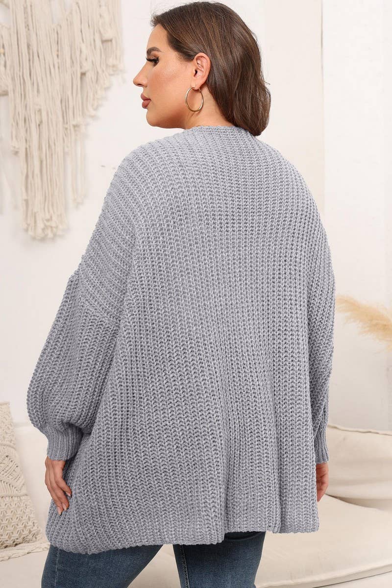 CWOSWL07412_PLUS SIZE WOMEN OVERSIZED CHUNKY KNIT CARDIGAN