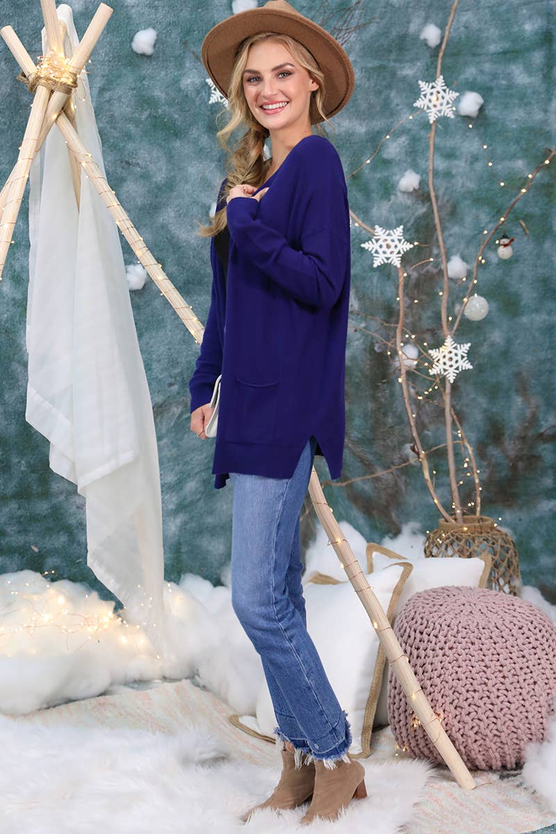 CWOSWL1827_LOOSE FIT WITH POCKET SWEATER CARDIGAN